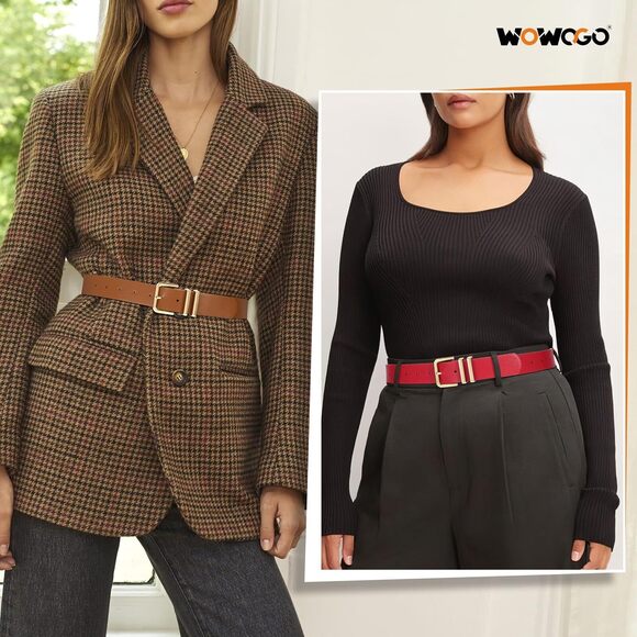 7376 3 Pack Women Leather Belt For Jeans Dresses Pants Fashion Ladies Waist main image 6